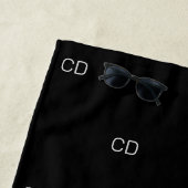 Serviette De Plage Noir argent monogramme initiales nom hommes gars (En situation)