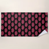 Serviette De Plage Noir avec des lèvres rouges (Devant)