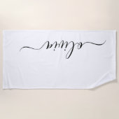 Serviette De Plage Noir Blanc moderne Script Girl Monogramme Nom (Devant)