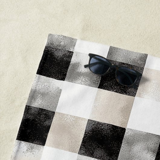 Serviette De Plage Noir Chic Crème Plaid Noël (En situation)