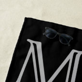 Serviette De Plage Noir et argent M. Mme Personnalisée (En situation)