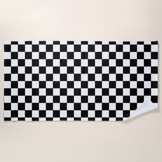 Serviette De Plage Noir et blanc Checkered (Devant)