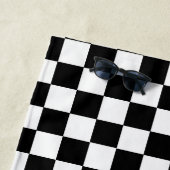 Serviette De Plage Noir et blanc Checkered (En situation)