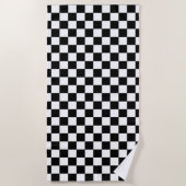 Serviette De Plage Noir et blanc Checkered (Devant)
