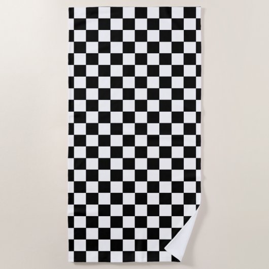 Serviette De Plage Noir et blanc Checkered (Devant)
