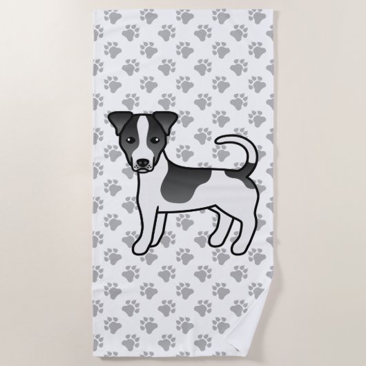 Serviette De Plage Noir et blanc Manteau lisse Jack Russell Terrier C (Devant)