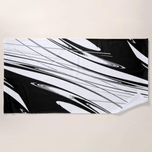 Serviette De Plage Noir et blanc moderne (Devant)