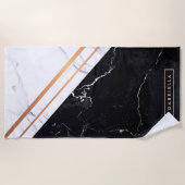 Serviette De Plage Noir et Marbre blanc (Devant)