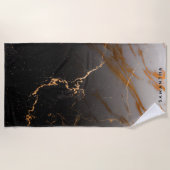 Serviette De Plage Noir et Marbre blanc (Devant)