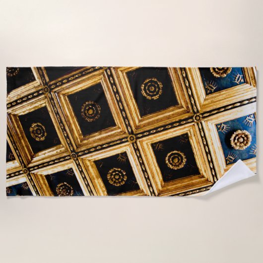 Serviette De Plage Noir et or (Devant)