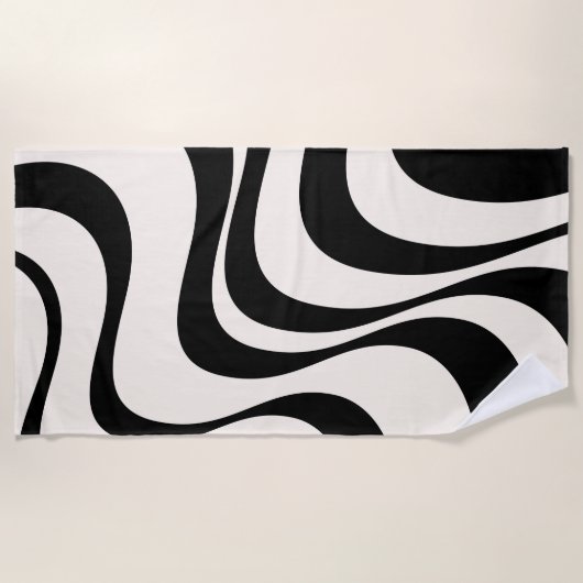 Serviette De Plage Noir et pastel moderne ondes rétro design (Devant)