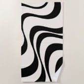 Serviette De Plage Noir et pastel moderne ondes rétro design (Devant)