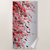 Serviette De Plage Noir et rouge Abstrait éclaboussure et goutte (Devant)