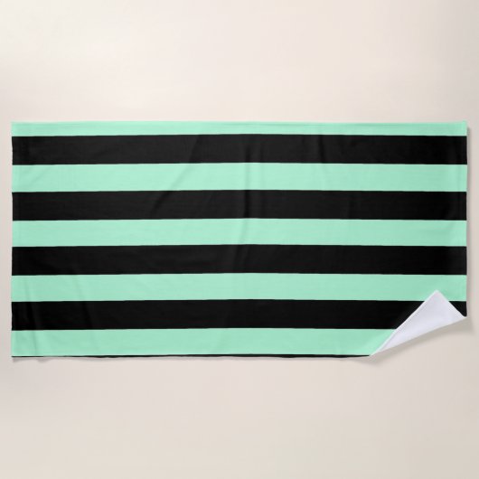 Serviette De Plage Noir et vert menthe (Devant)
