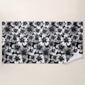 Serviette De Plage Noir floral hawaïen de ketmie épique Aloha - (Devant)