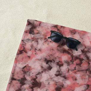 Serviette De Plage Noir Gris Rose Blanc Abstrait Géométrique Moderne