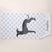 Serviette De Plage Noir Italien Greyhound Cute Chien Avec Nom Personn (Devant)