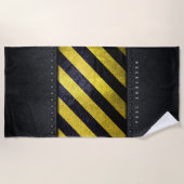 Serviette De Plage Noir Jaune Danger Stripes Ingénieur de constructio (Devant)