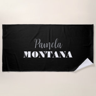 Serviette De Plage Noir minimaliste personnel moderne