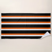 Serviette De Plage Noir Orange blanc rayé (Devant)