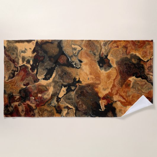 Serviette De Plage Noir, Rouge et Rouille (Devant)