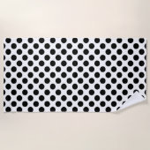 Serviette De Plage Noir sur Blanc Grand Taille Pois (Devant)