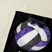 Serviette De Plage noir violet couleurs de l'équipe J'aime le volley- (En situation)