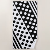 Serviette de plage noire blanche avec pointes rayu (Devant)