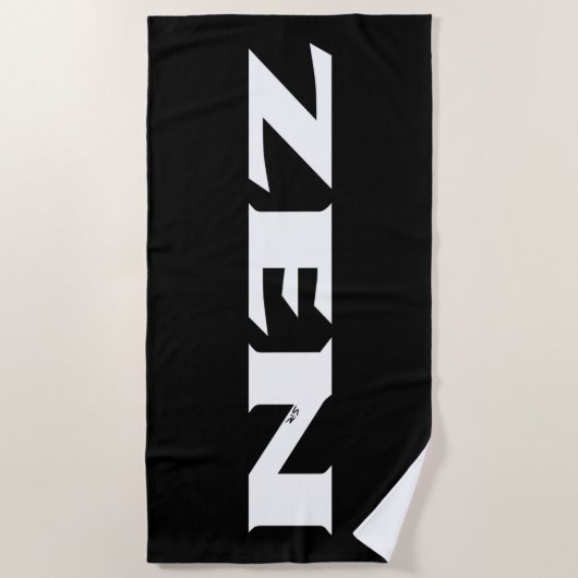 Serviette de plage noire blanche zen (Devant)