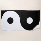 Serviette de plage noire et blanche de Ying Yang (Devant)