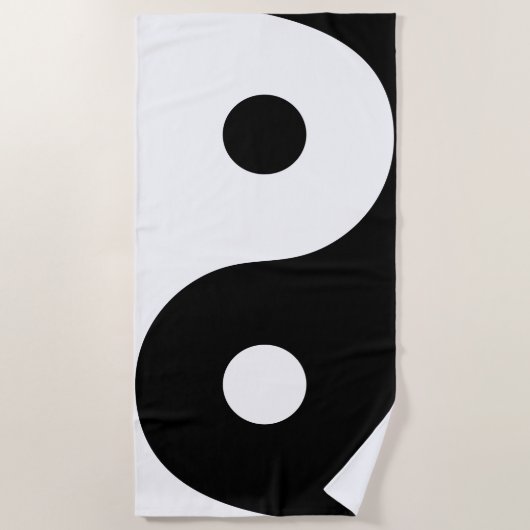 Serviette de plage noire et blanche de Ying Yang (Devant)