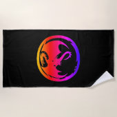 serviette de plage noire Neon Dragon (Devant)