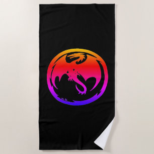 serviette de plage noire Neon Dragon