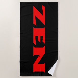 Serviette de plage noire rouge zen