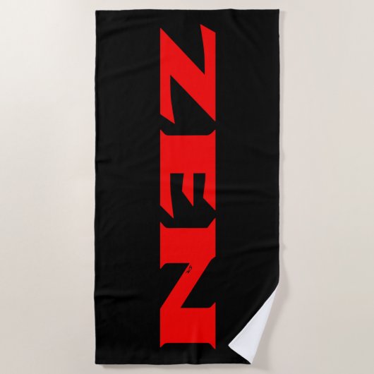 Serviette de plage noire rouge zen (Devant)