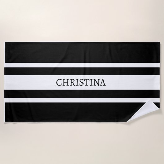Serviette De Plage Nom Beach Towel, Nom personnalisé Beach Black Towe (Devant)
