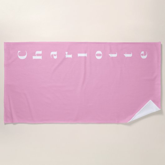 Serviette De Plage Nom blanc rose (Devant)