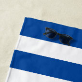 Serviette De Plage Nom Bleu Et Blancs Barré Cabana Barrage (En situation)