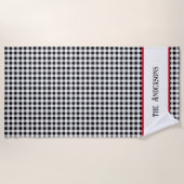 Serviette De Plage Nom Buffle noir et blanc Chèque Bassin à Accent ro (Devant)