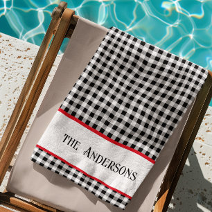 Serviette De Plage Nom Buffle noir et blanc Chèque Bassin à Accent ro