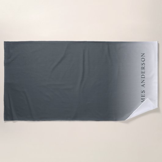 Serviette De Plage Nom chic gris foncé Monogramme (Devant)