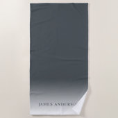 Serviette De Plage Nom chic gris foncé Monogramme (Devant)