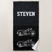 Serviette De Plage Nom Cool Motorcycle Black Men (Devant)