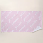 Serviette De Plage Nom cursif rose de votre nom (Devant)