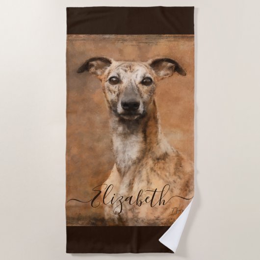 Serviette De Plage Nom d'ajout de Whippet Dog (Devant)