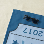 Serviette De Plage Nom, date et emplacement personnalisés "Billet de  (En situation)