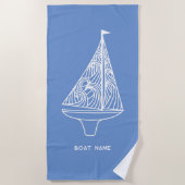 Serviette De Plage Nom de bateau de voile nautique (Devant)