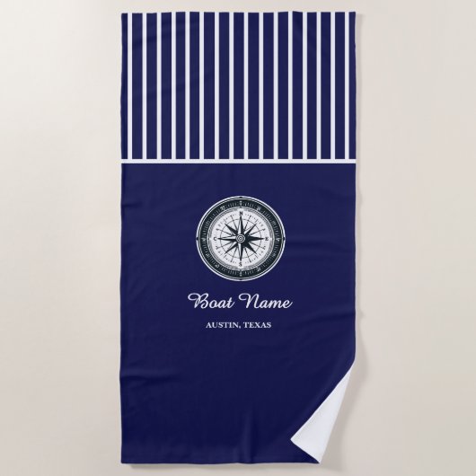 Serviette De Plage Nom de bateau personnalisé (Devant)