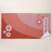 Serviette De Plage Nom de courbe rétro orange Daisy (Devant)