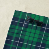 Serviette De Plage Nom de famille à carreaux vert et bleu rustique (En situation)